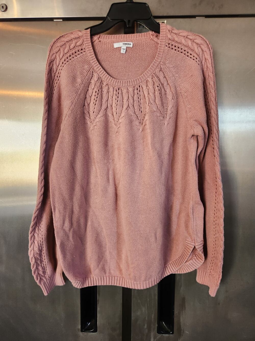 Sonoma Goods For Life Womens Cable Knit Sweater Size L | Pink